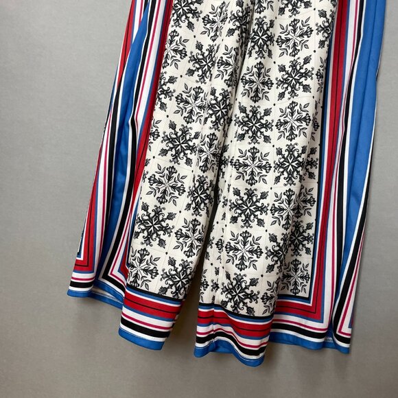 Zara Wide Leg High Waist Palazzo Scarf Print Flowing Trousers Moroccan Tile Smll - Picture 9 of 16